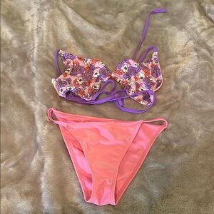 Floral Bikini Top and Pink Bottom